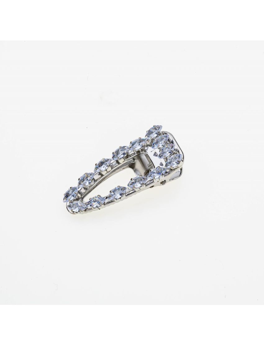 Κλίπ μεταλλικό διακοσμημένο με χάντρες σε διάφανο χρώμα