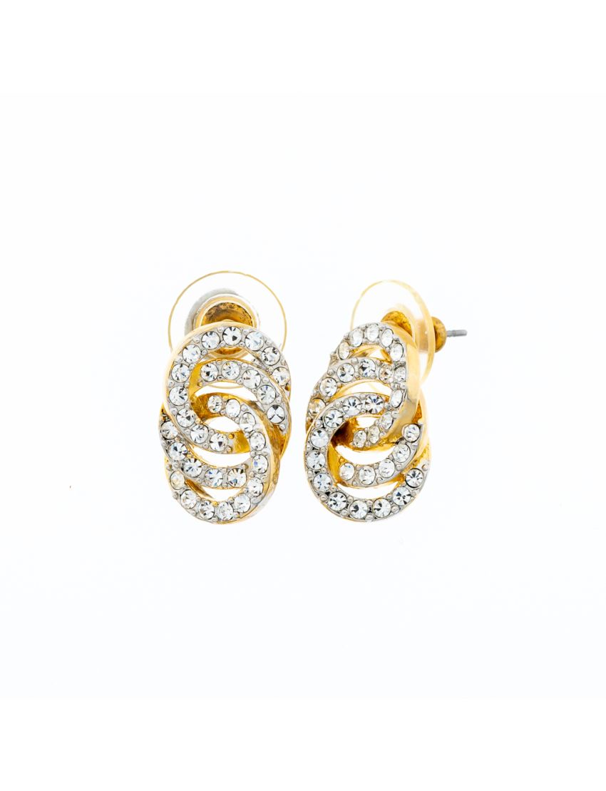 Σκουλαρίκια μεταλλικά σχέδιο αλυσίδα σε χρυσό χρώμα διακοσμημένα με στράς