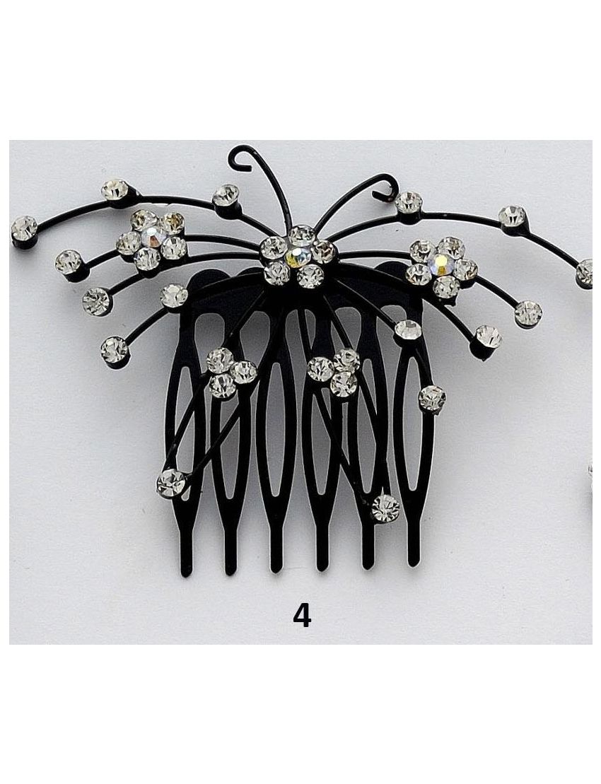 Χτενάκια μεταλλικά μαύρα σε 4 σχέδια διακοσμημένα με στράς