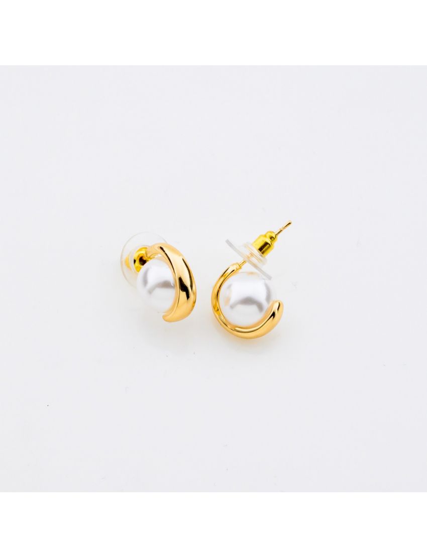Σκουλαρίκια Χρυσός Κρίκος με Πέρλα
