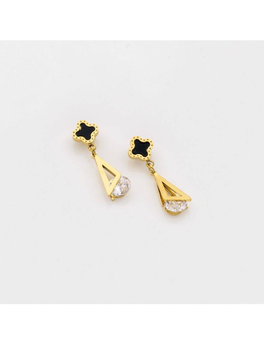 Σκουλαρίκια: Σμάλτο  Ζιργκόν & Χρυσές Λεπτομέρειες