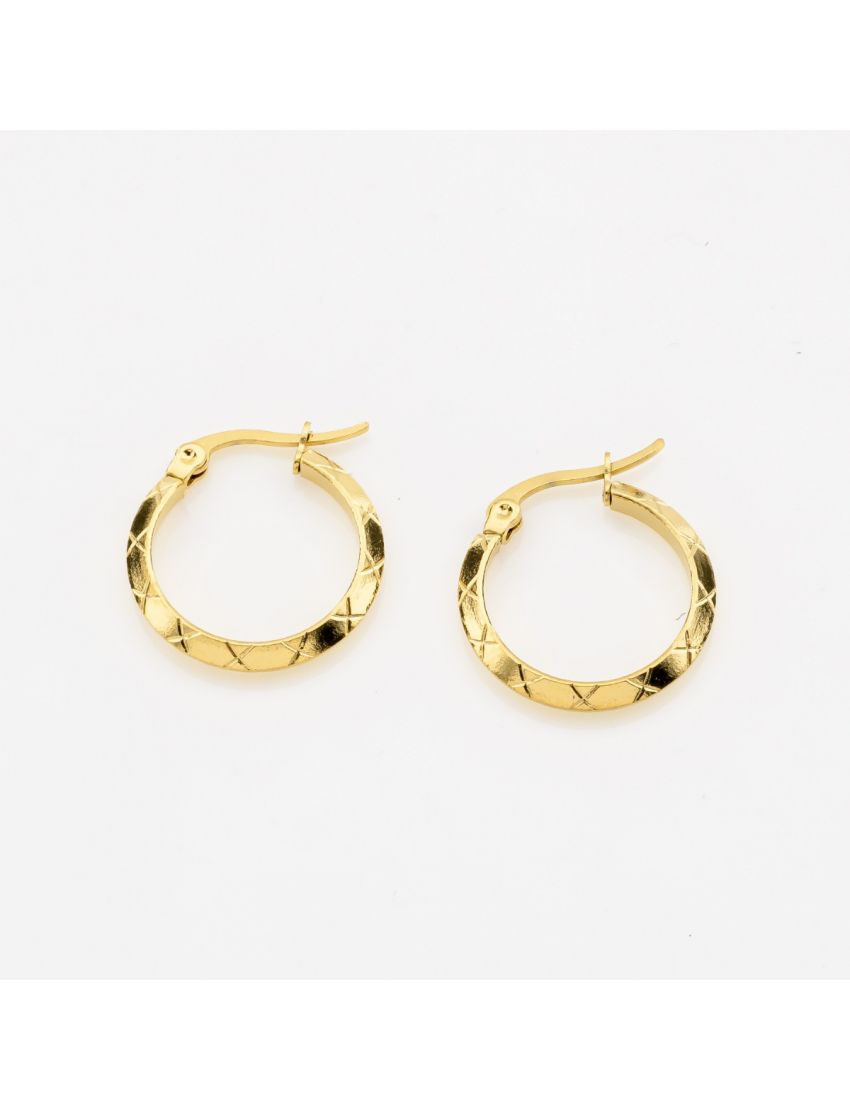 Κρίκοι με Ανάγλυφο Καρό Σχέδιο 