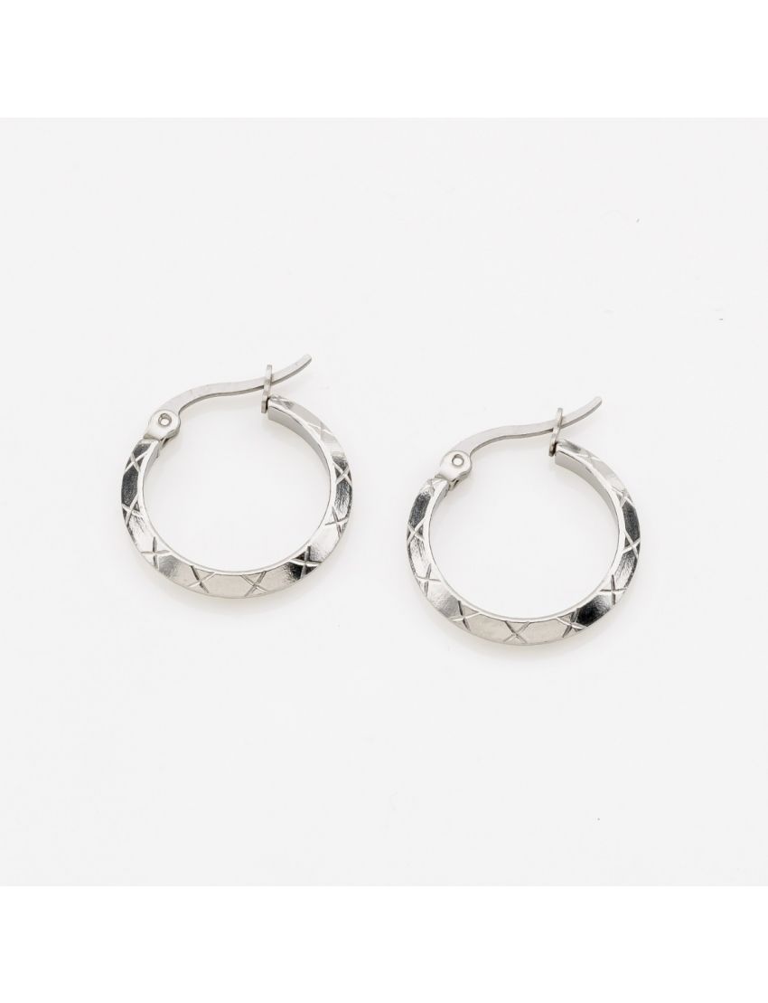 Κρίκοι με Ανάγλυφο Καρό Σχέδιο 