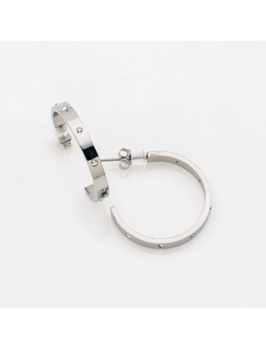 Κρίκοι από Ανοξείδωτο Ατσάλι με Λαμπερές Πέτρες