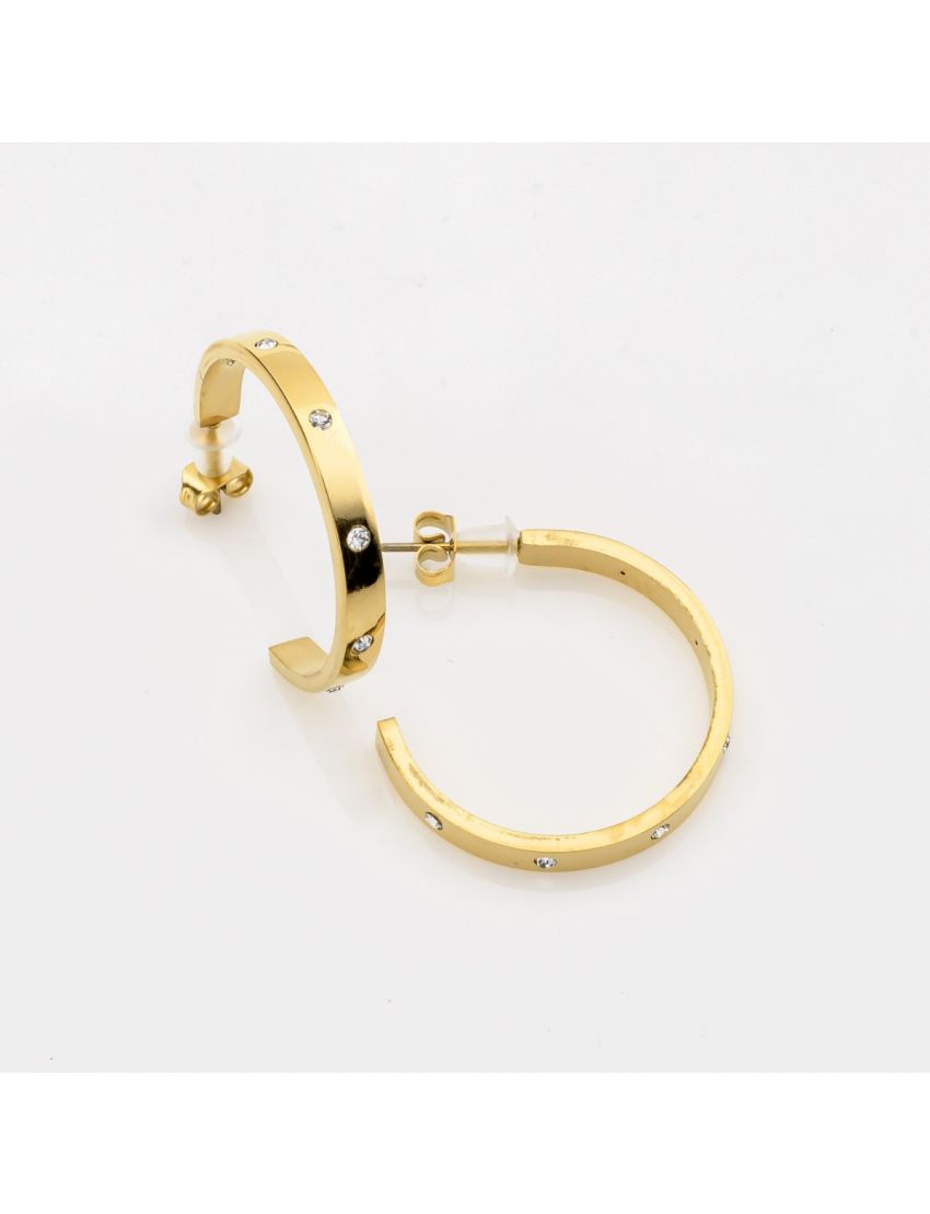 Κρίκοι από Ανοξείδωτο Ατσάλι με Λαμπερές Πέτρες