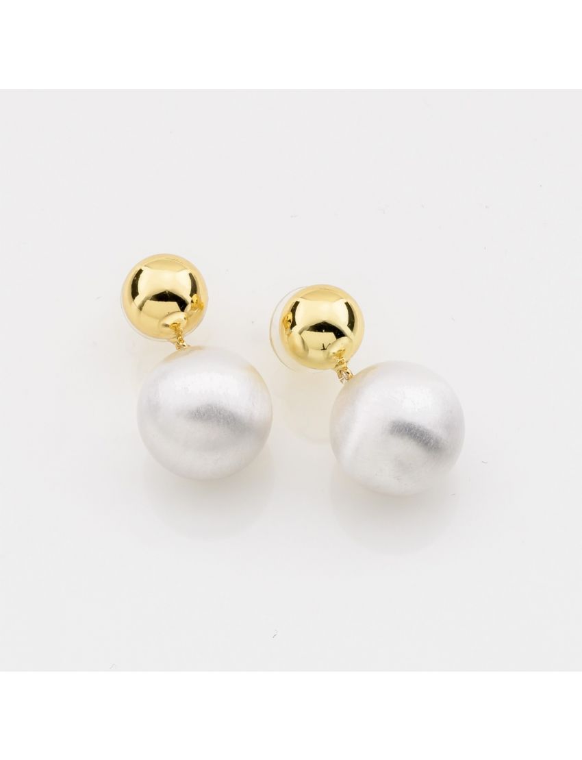 Μικρά Χρυσά Σκουλαρίκια με Λευκή Πέρλα