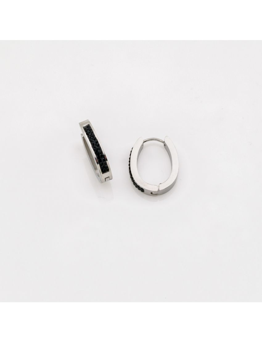 Οβάλ Κρίκοι με Λευκά & Μαύρα Στρας