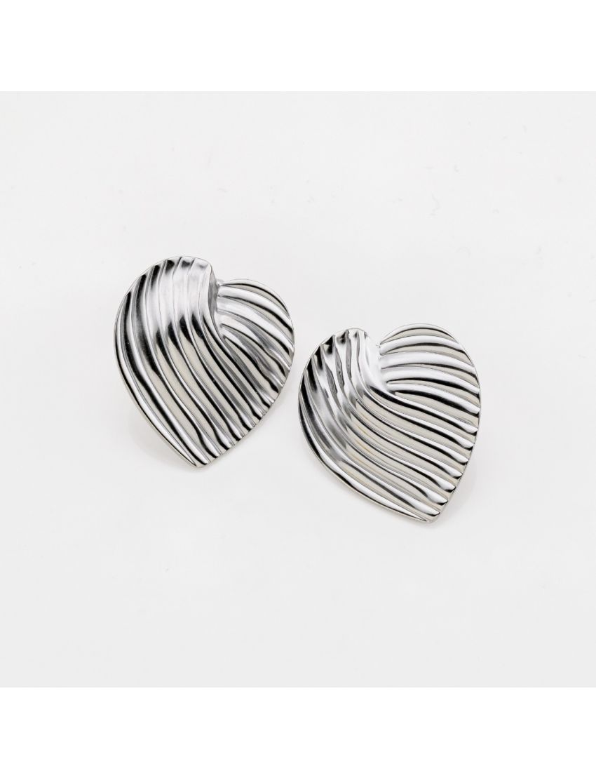 Σκουλαρίκια Καρδιές Ανάγλυφη Κυματιστή Επιφάνεια