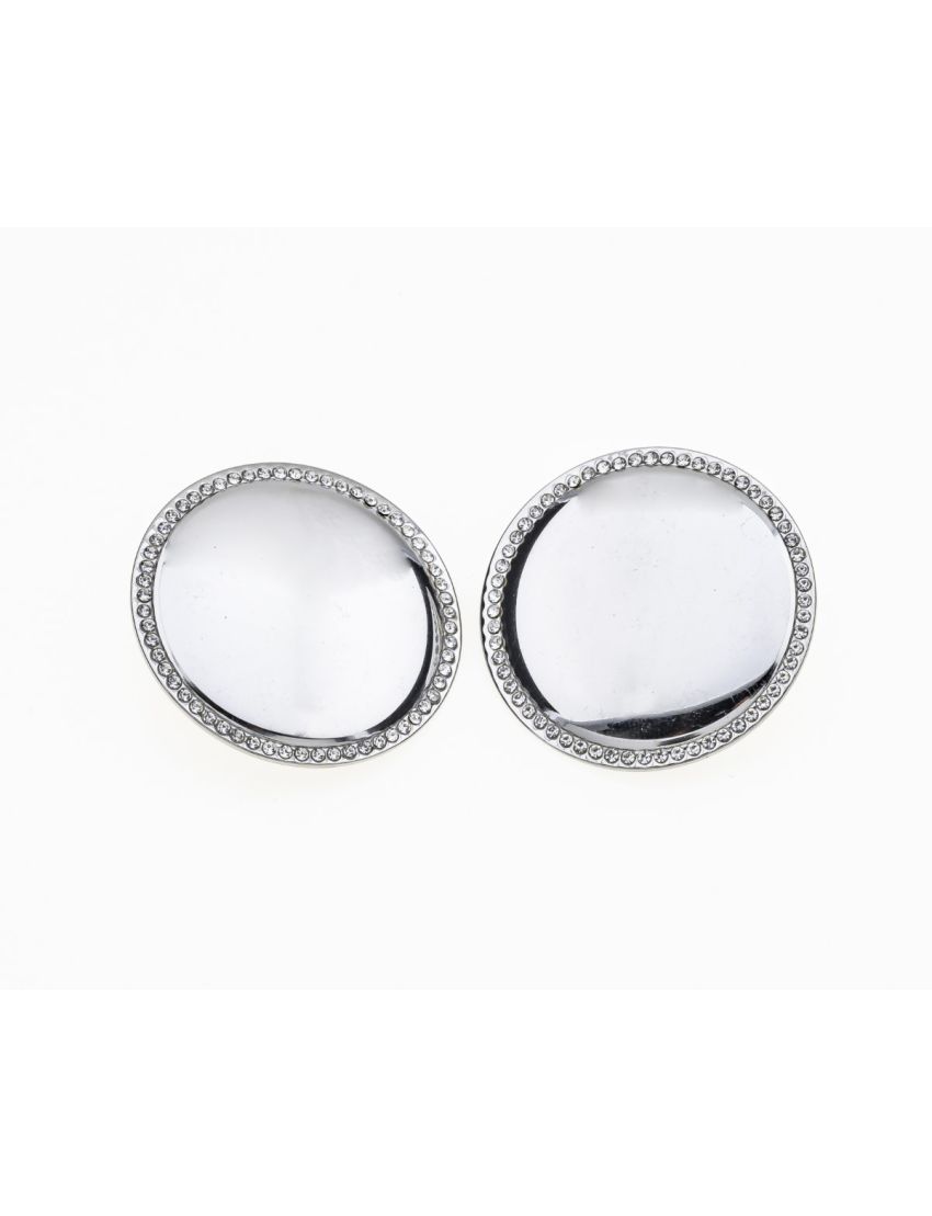Μεταλλικά Σκουλαρίκια Δίσκος με Λευκά Στράς 