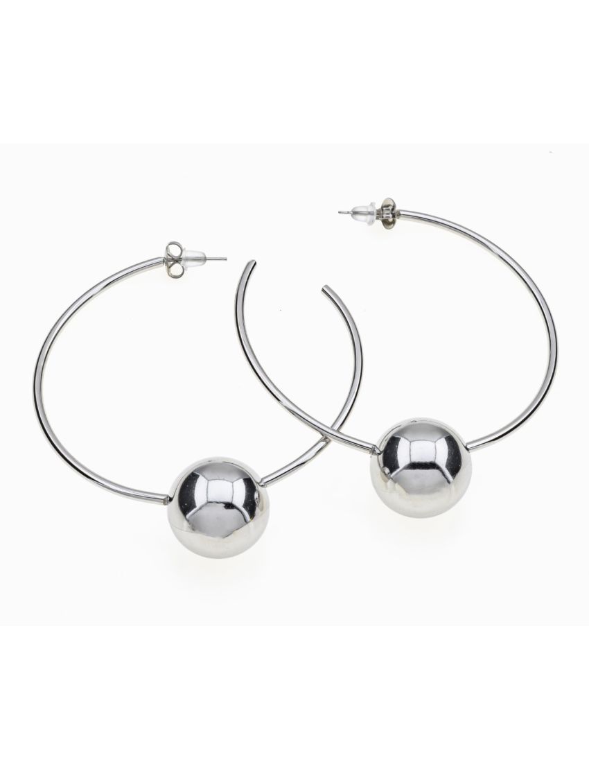 Σκουλαρίκια Κρίκοι Μεγάλο Μέγεθος με Μεταλλική Χάντρα