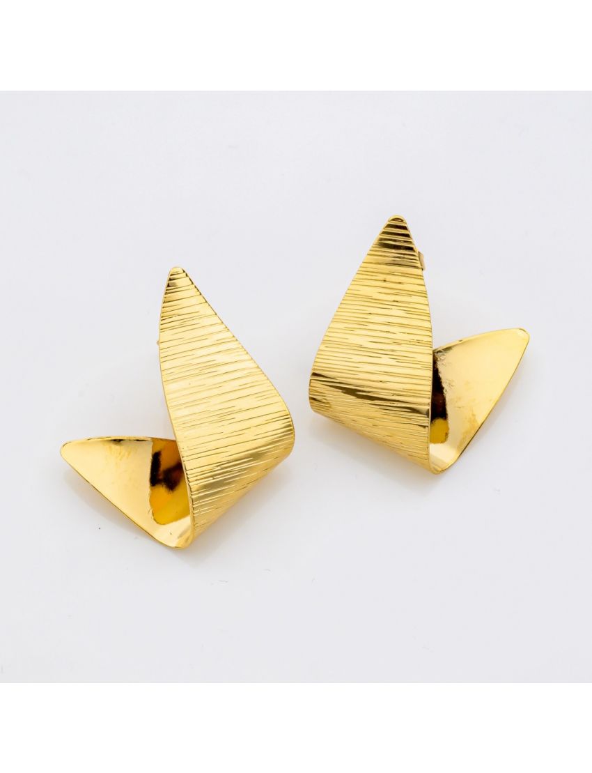  Σκουλαρίκια Χρυσά Γλυπτά με Πτυχώσεις