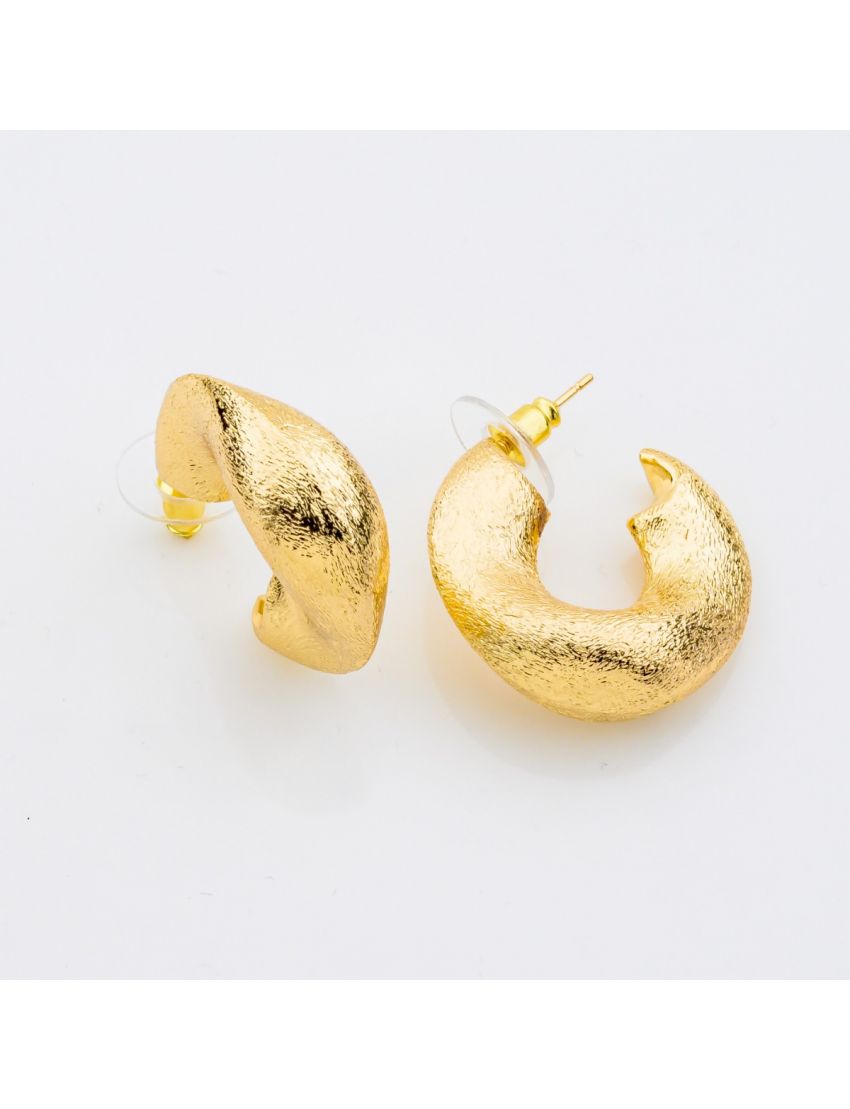  Σκουλαρίκια Χρυσοί Κρίκοι με Σφυρήλατη Υφή