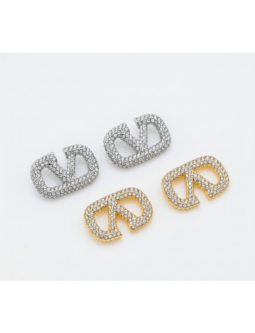 Λαμπερά Σκουλαρίκια με σχήμα 'V' και στράς