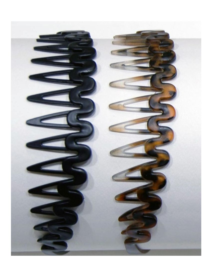 Στέκα πλαστική χτένι ζικ ζάκ σε καφέ και μαύρο χρώμα