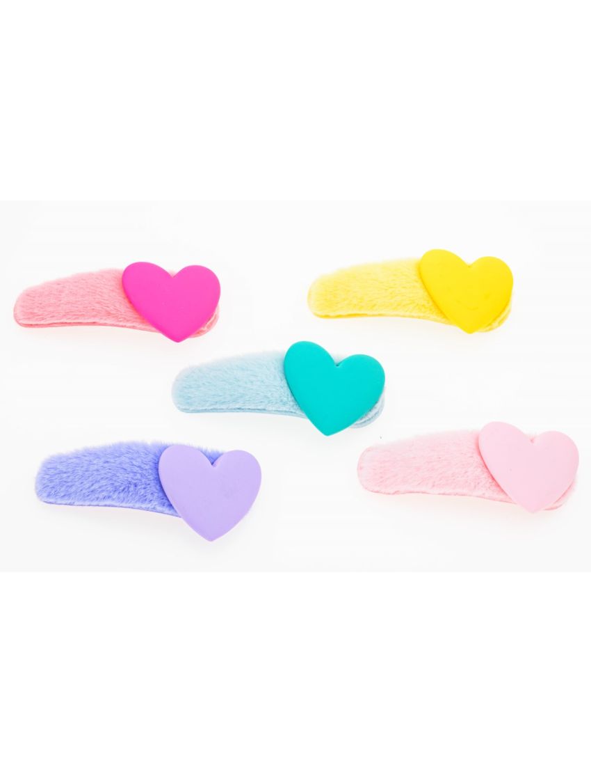 Κλίκ κλάκ γούνινο παιδικό με καρδιά σε 5 χρώματα