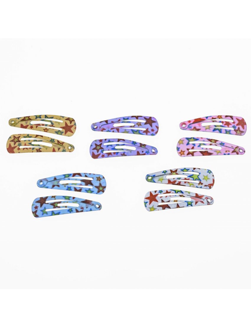 Κλίκ Κλάκ Μεταλλικό Παιδικό Μαλλιών Αστεράκια - Καρτέλα 10 Τεμαχίων σε 5 Χρώματα