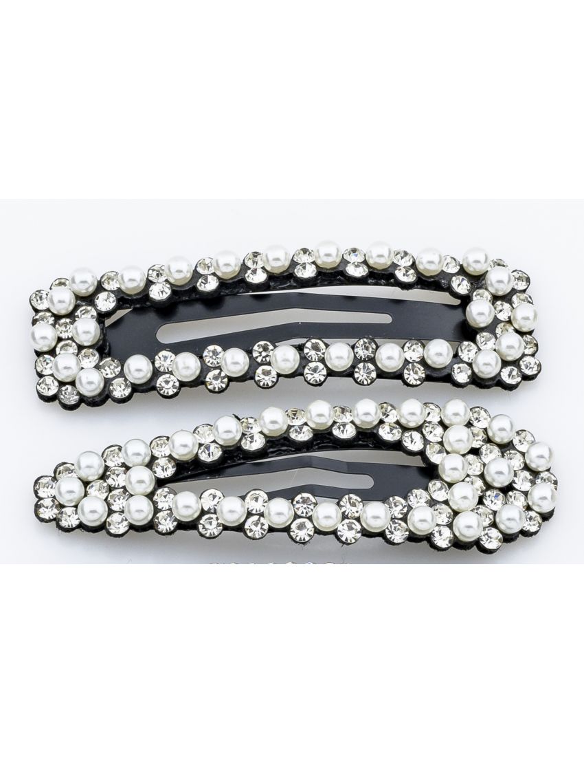 Κλικ Κλάκ Μεταλλικά με Στρας & Πέρλες ( 2τμχ )