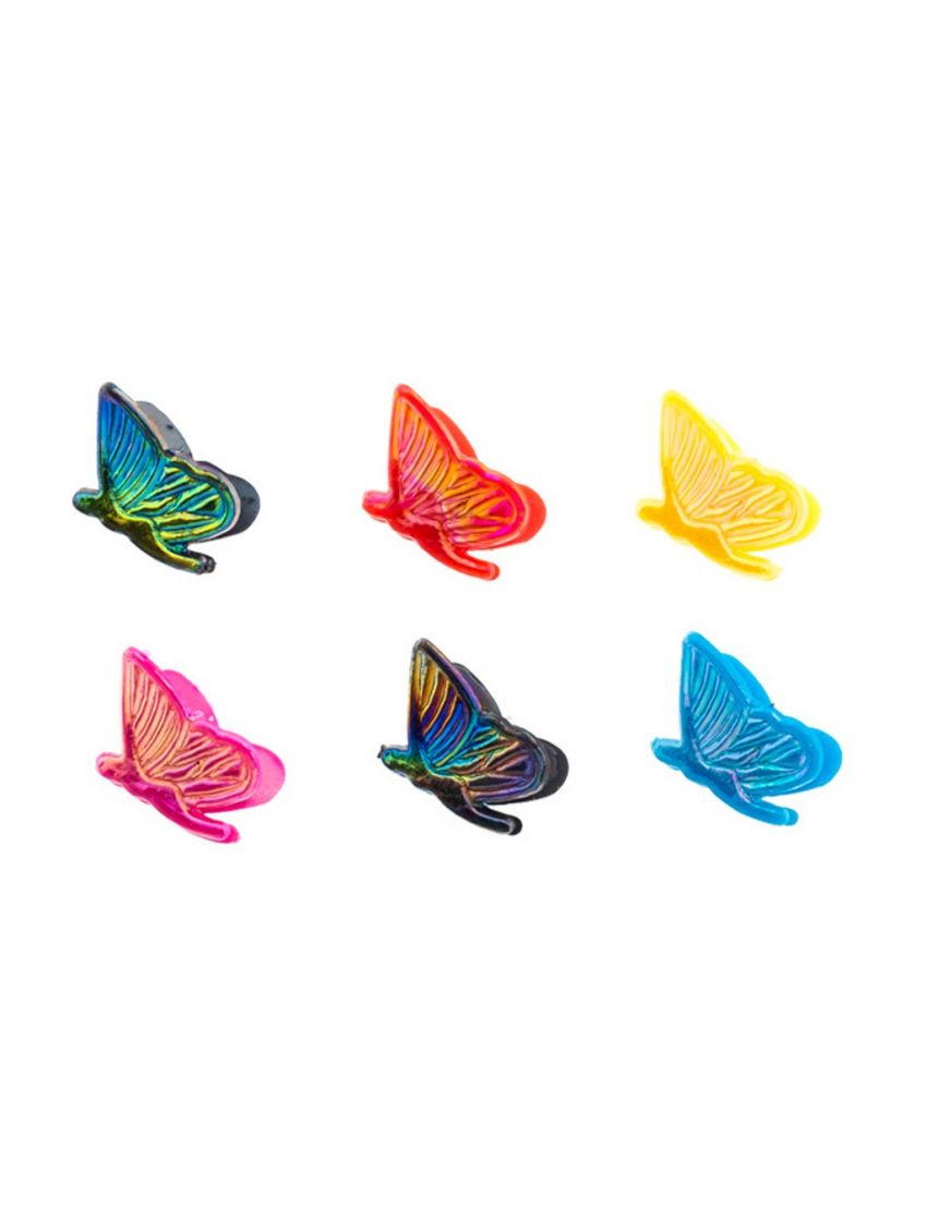 Κλάμερ πλαστικό πεταλούδα σε 6 ιριδίζον χρώματα (Συσκευασία 12 τεμαχίων, 2 από κάθε χρώμα)