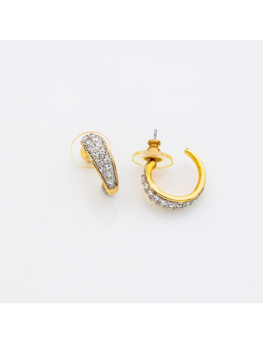 Σκουλαρίκια μεταλλικά σε χρυσό χρώμα κρικάκι με λευκά στράς