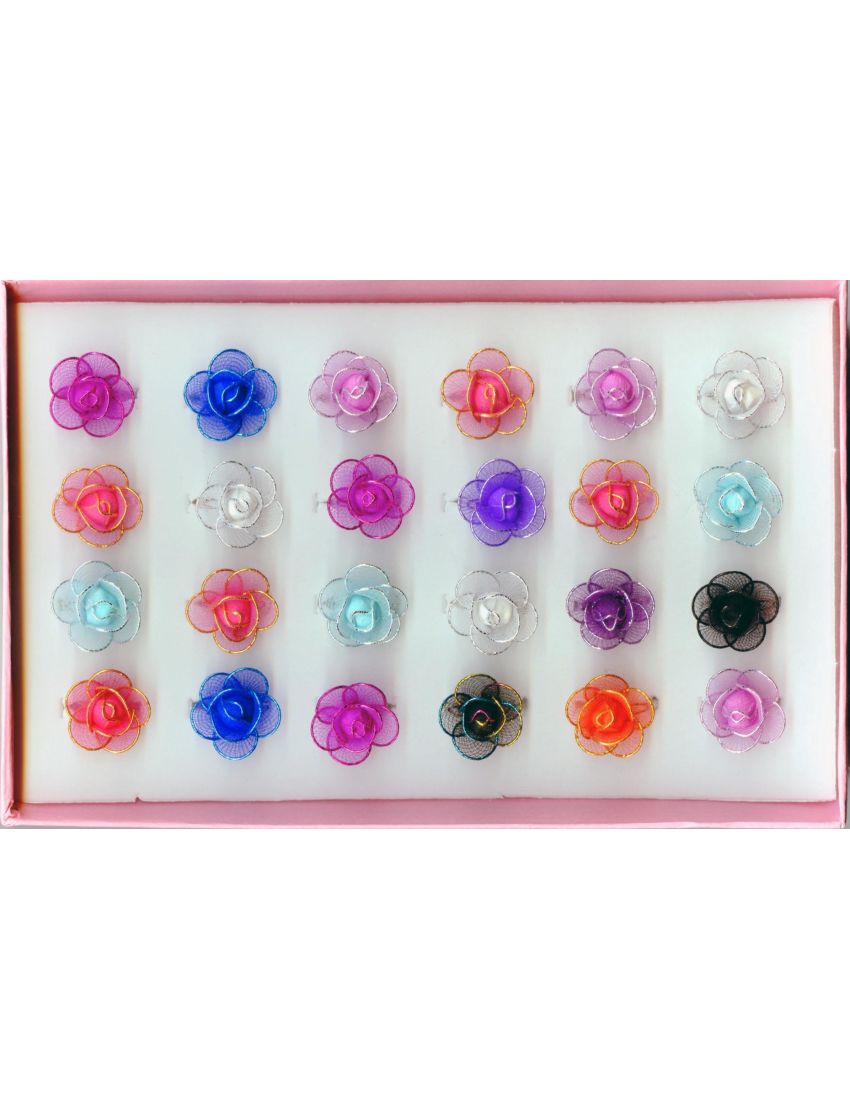 Δαχτυλίδι μεταλλικό με υφασμάτινο λουλούδι