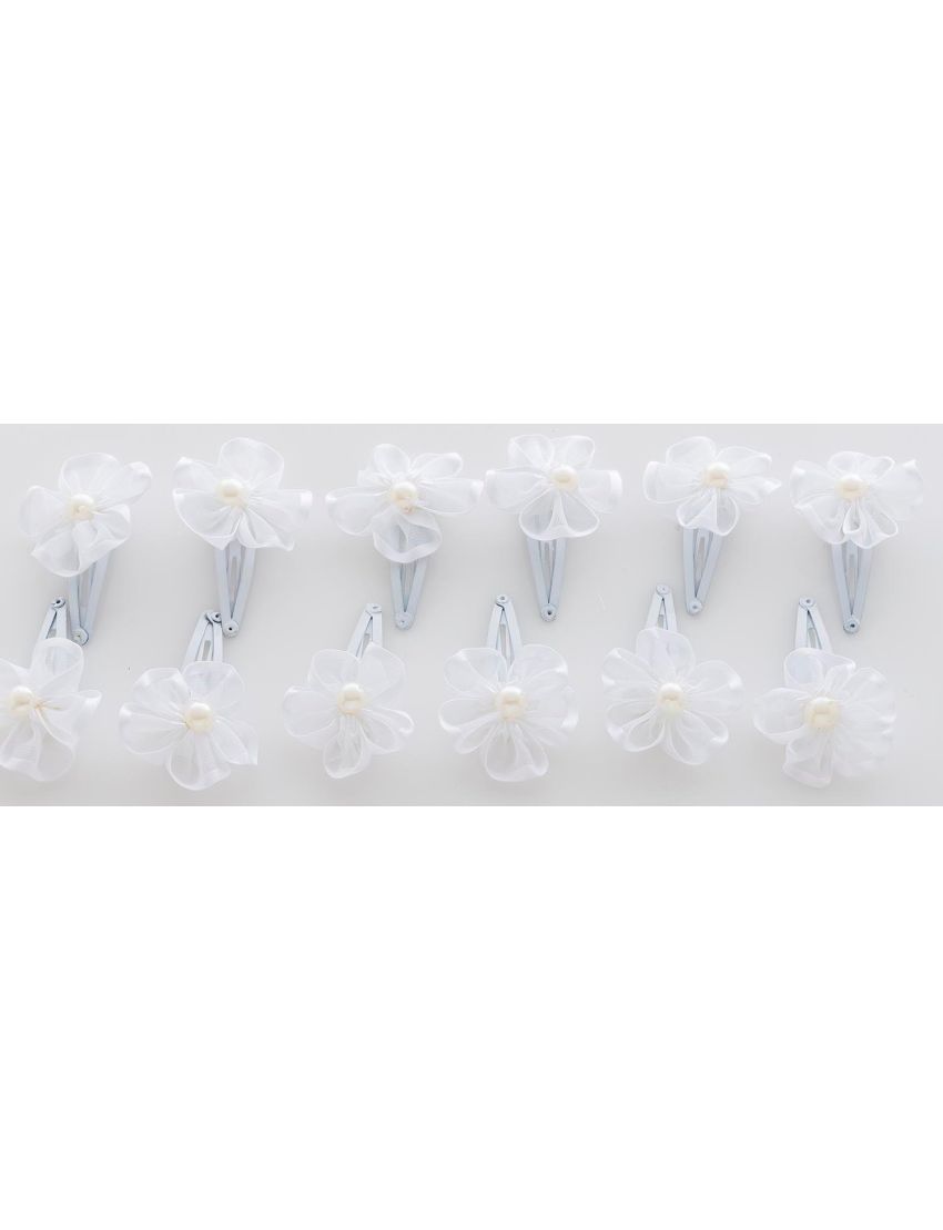 Κλικ κλακ παιδικό υφασμάτινο λουλούδι λευκό με μικρή πέρλα