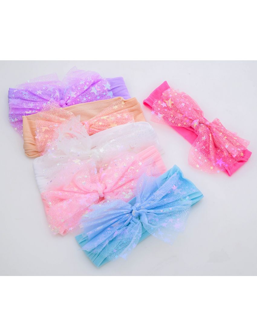 Κορδέλα Μαλλιών με Λαμπερό Φιόγκο και Αστέρια