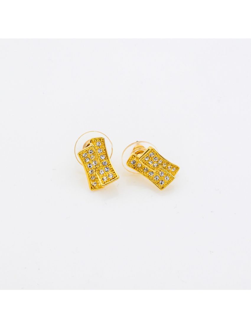 Σκουλαρίκι μεταλλικό ασημί με στράς