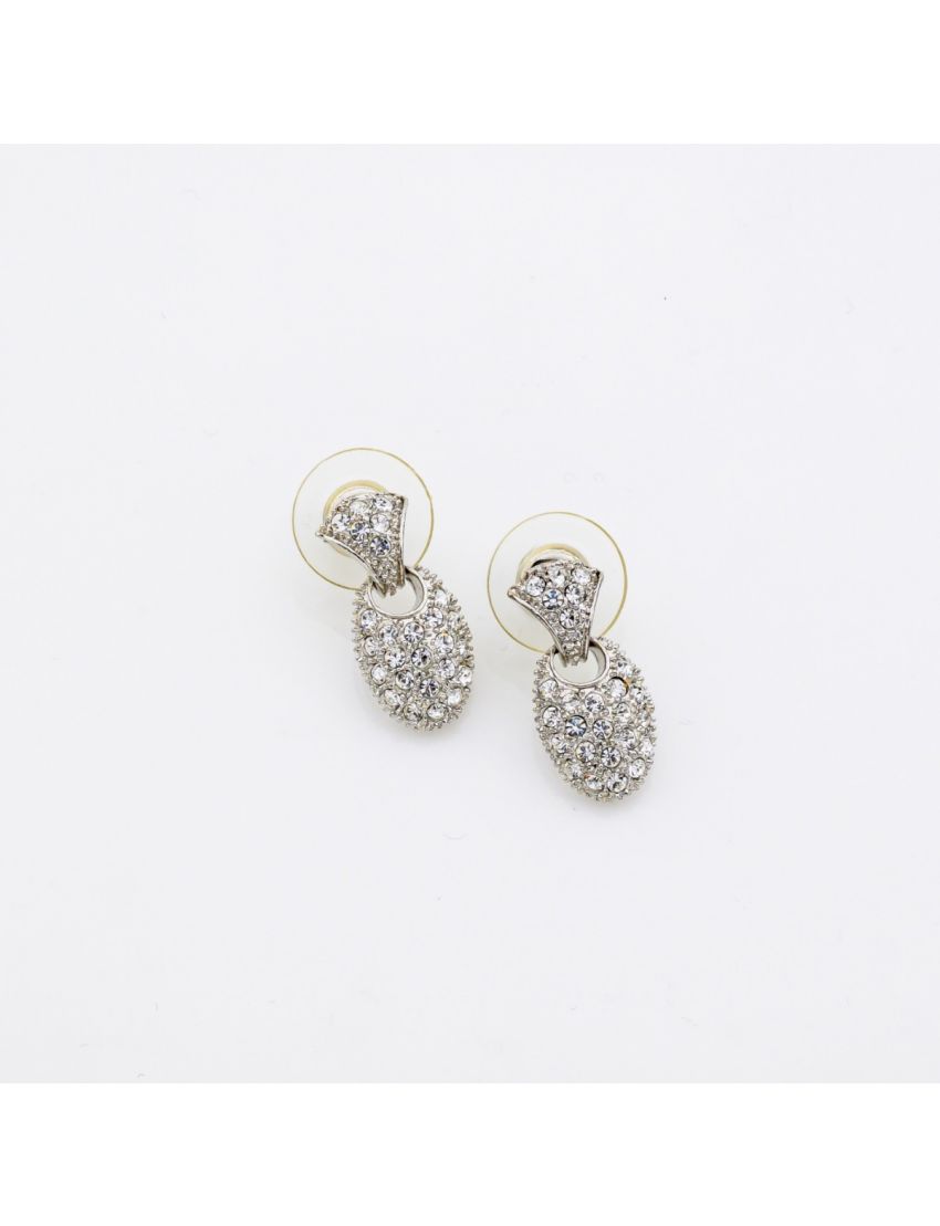 Σκουλαρίκια μεταλλικά ασημί με στράς