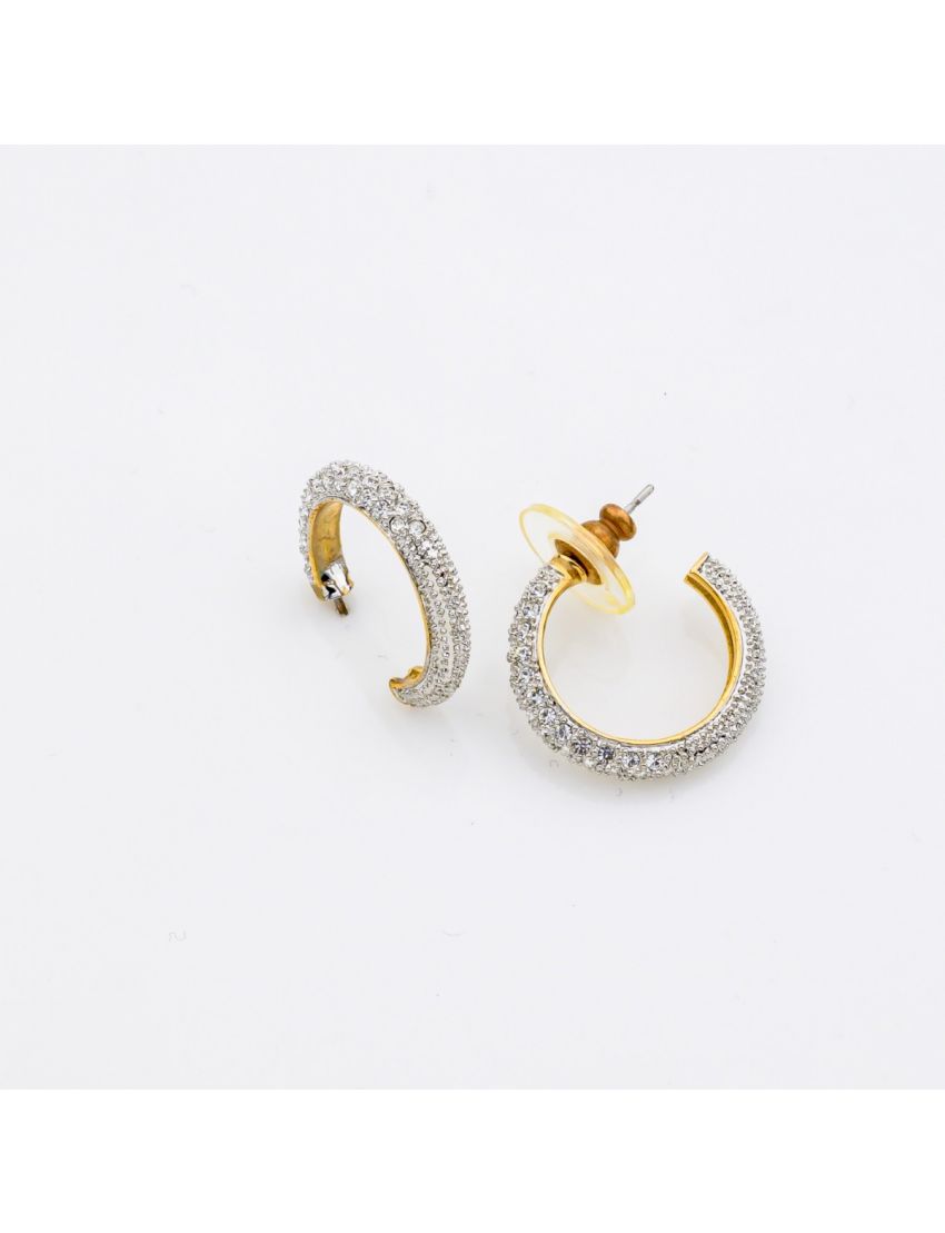 Σκουλαρίκια μεταλλικοί κρίκοι σε χρυσό χρώμα με στράς