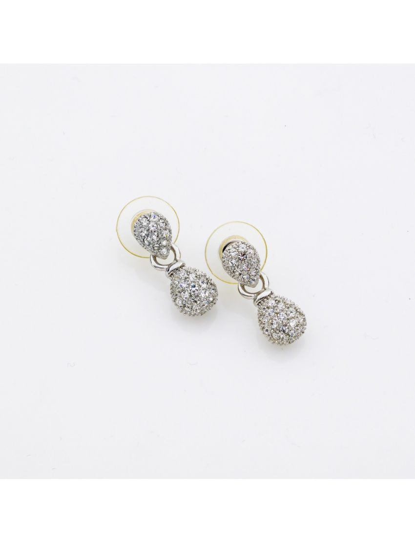 Σκουλαρίκια μεταλλικά ασημί μικρά με στράς