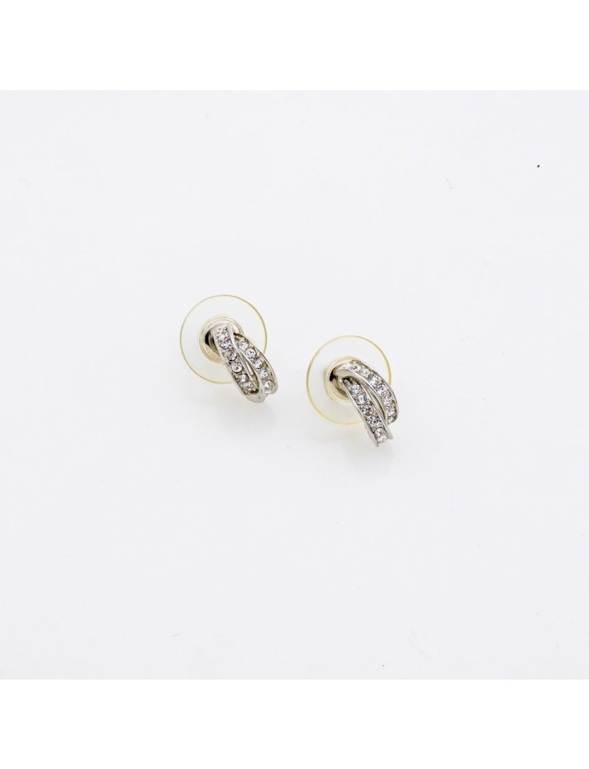 Σκουλαρίκια μεταλλικά διπλό κρικάκι διακοσμημένα με στράς