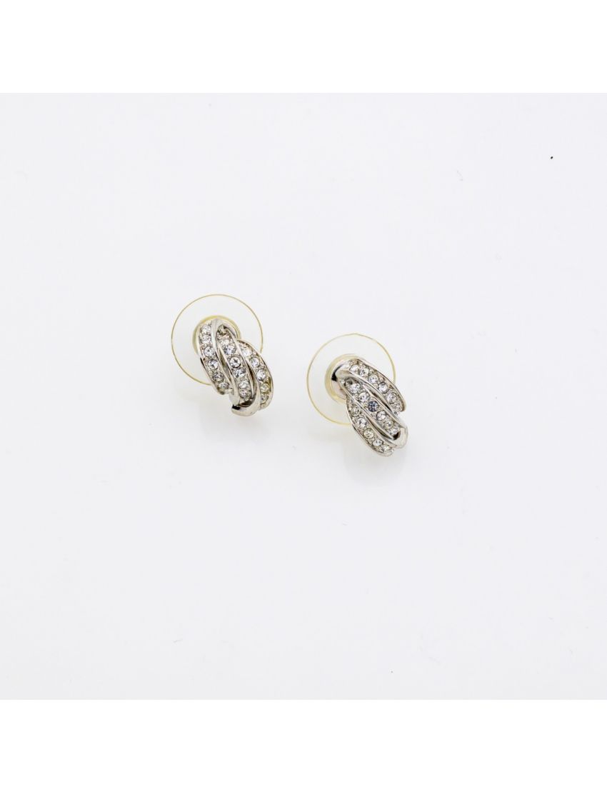 Σκουλαρίκια μεταλλικά κρίκος τριπλός διακοσμημένα με στράς