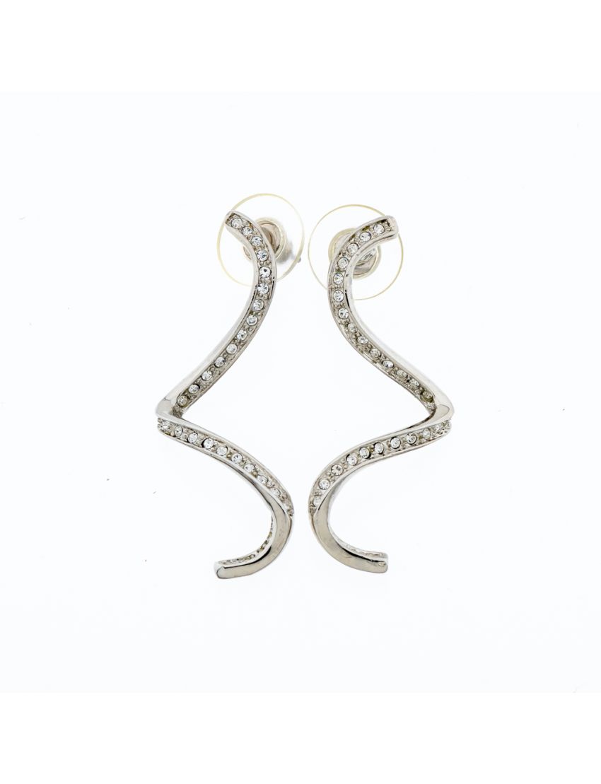 Σκουλαρίκια μεταλλικά 4εκ μήκος σε 2 χρώματα διακοσμημένα με στράς