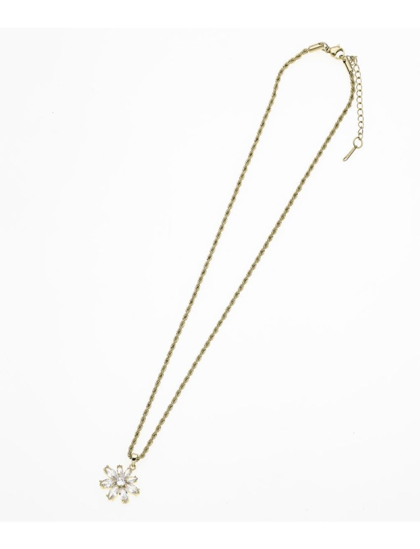 Κολιέ Μεταλλικό με Λουλούδι από Λευκές Πέτρες: Έκφραση Ρομαντικής Κομψότητας