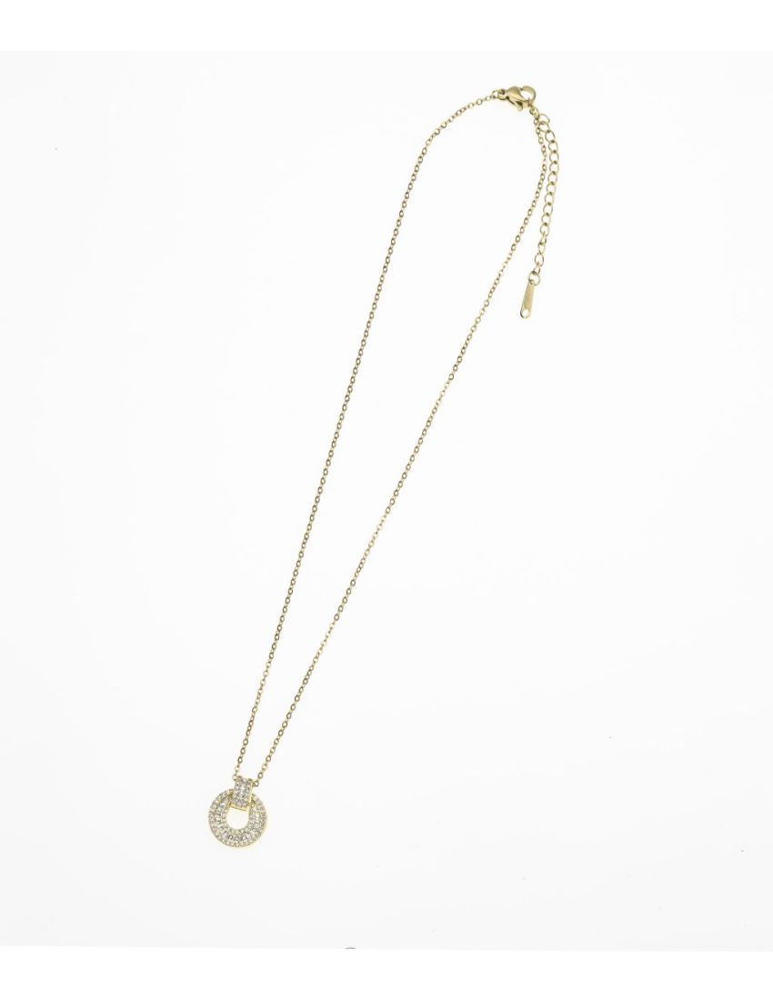 Κολιέ Μεταλλικό με Πλακέ Κρίκο & Στράς: Λιτή Κομψότητα με Λάμψη