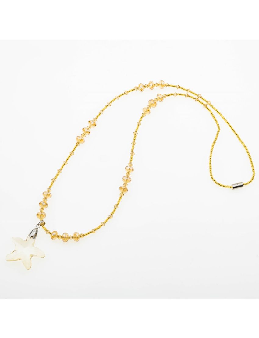 Κολιέ Μακρύ με Χάντρες & Αστερία Γυάλινα – Λάμψη που Κλέβει την Παράσταση