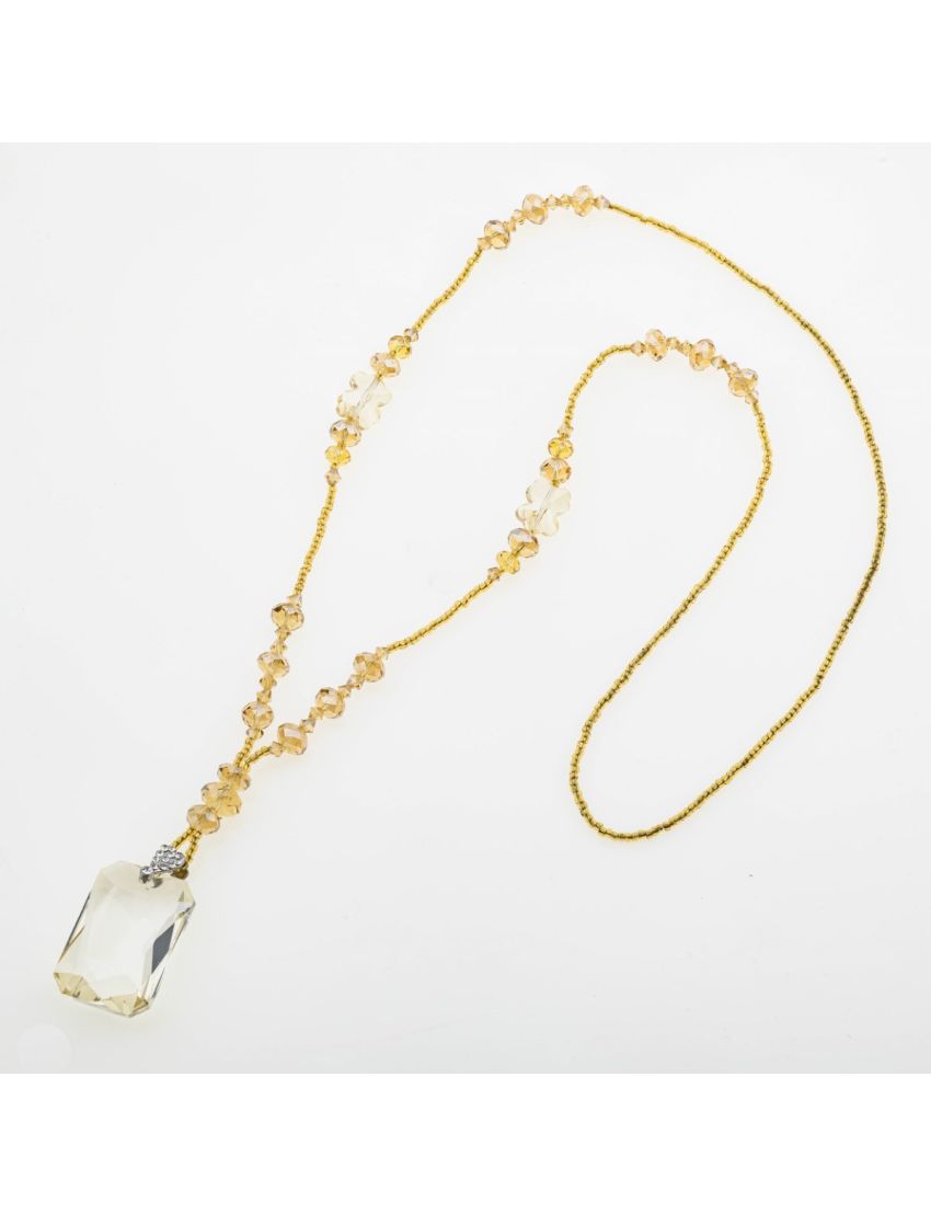 Μακρύ Κολιέ με Χάντρες & Κρύσταλλα – Λάμψη που Σαγηνεύει