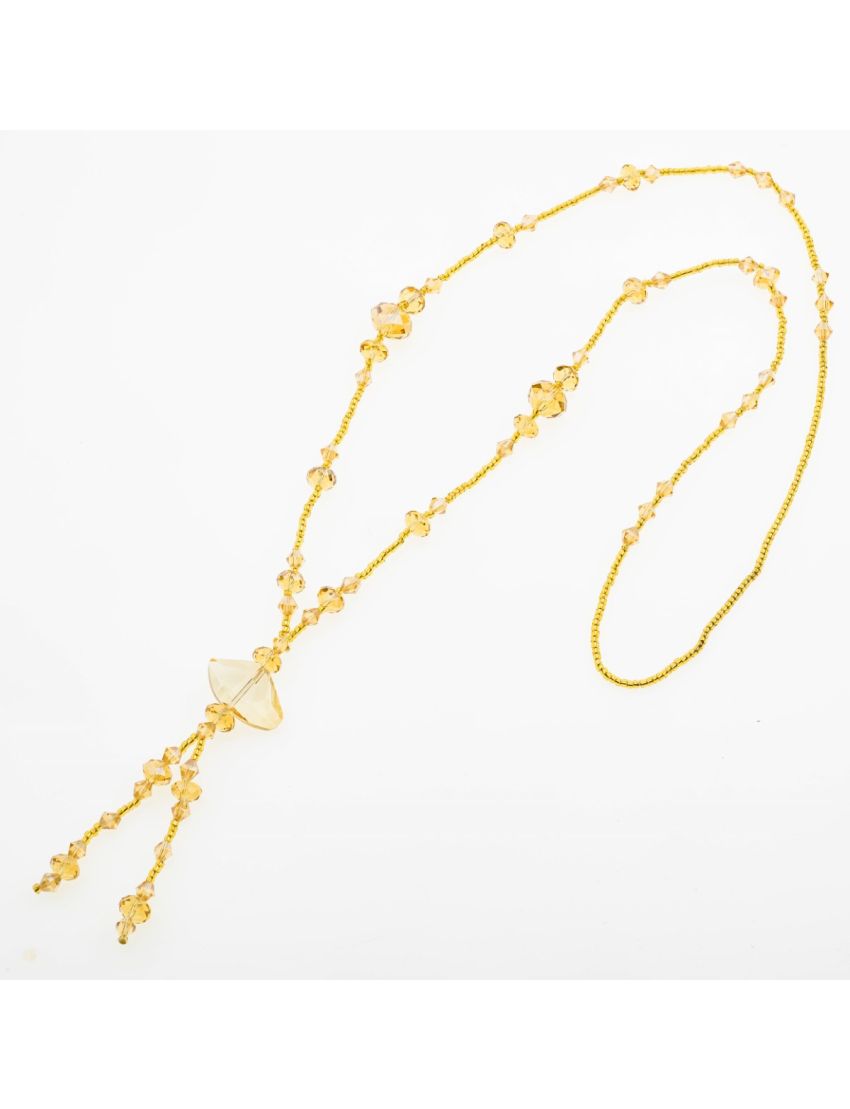 Κολιέ Μακρύ 45εκ Διακοσμημένο με Χάντρα και Μεγάλη Πλαστική Πέτρα – Εκλεπτυσμένη Απλότητα