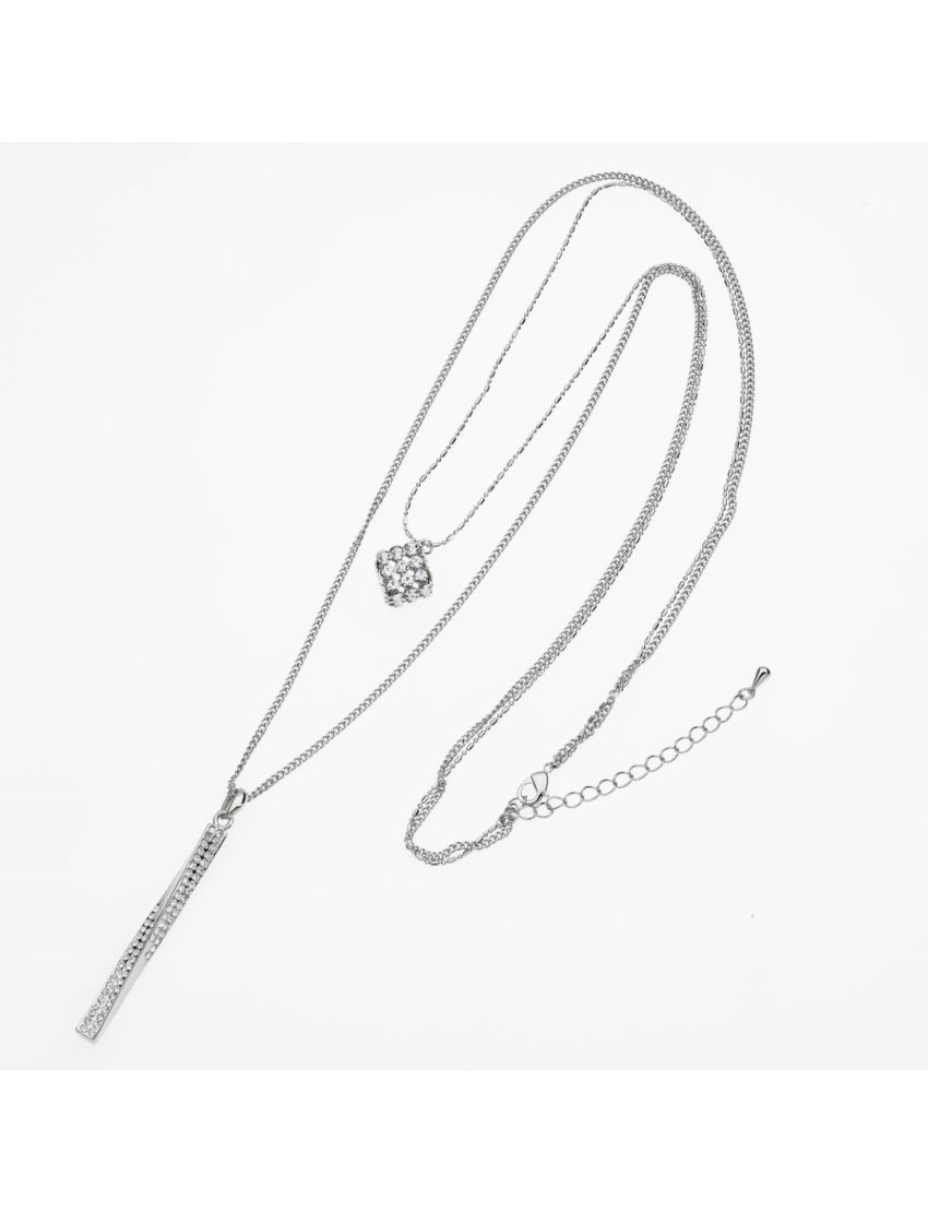 Μακρύ Κολιέ Μεταλλικές Αλυσίδες με Περίτεχνο Σχέδιο και Στράς – Λάμψη και Κομψότητα σε 2 Σχέδια