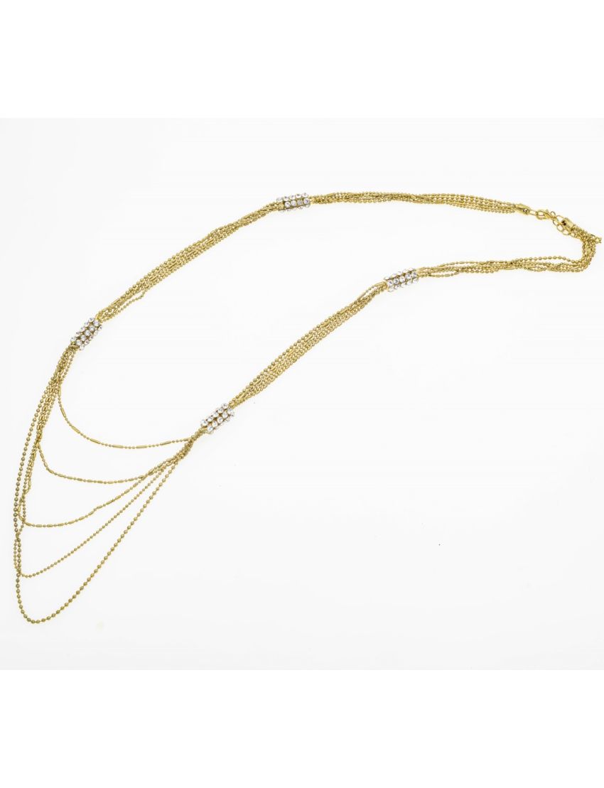 Κολιέ Μακρύ με 5 Σειρές Αλυσίδων και Στράς