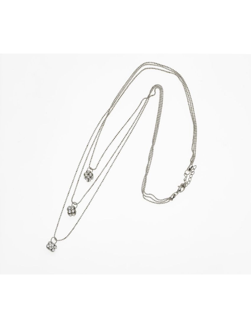 Κολιέ Τριπλής Αλυσίδας με Κύβους Στράς: Μοναδικό Στυλ και Εντυπωσιακή Λάμψη