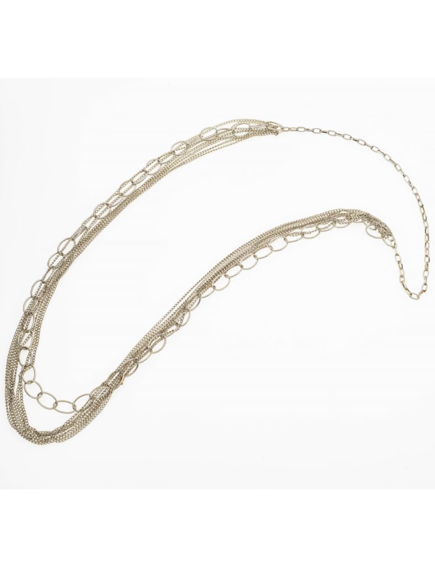 Μακρύ Κολιέ με Πολλές Σειρές Αλυσίδες – Εντυπωσιακή Πολυεπίπεδη Λάμψη