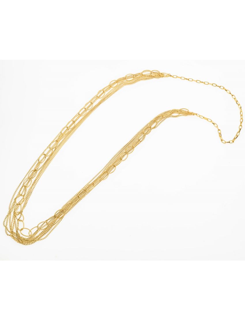 Μακρύ Κολιέ με Πολλές Σειρές Αλυσίδες – Εντυπωσιακή Πολυεπίπεδη Λάμψη