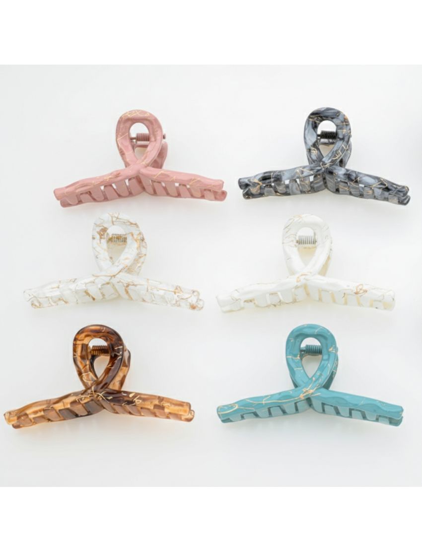 Κλάμερ Twisted Marble με Χρυσές Λεπτομέρειες 