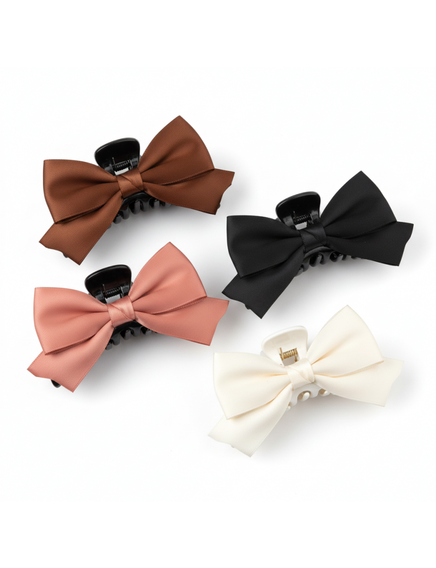 Κλάμερ μαλλιών, διακοσμημένα με έναν  σατέν φιόγκο σε χρώματα 