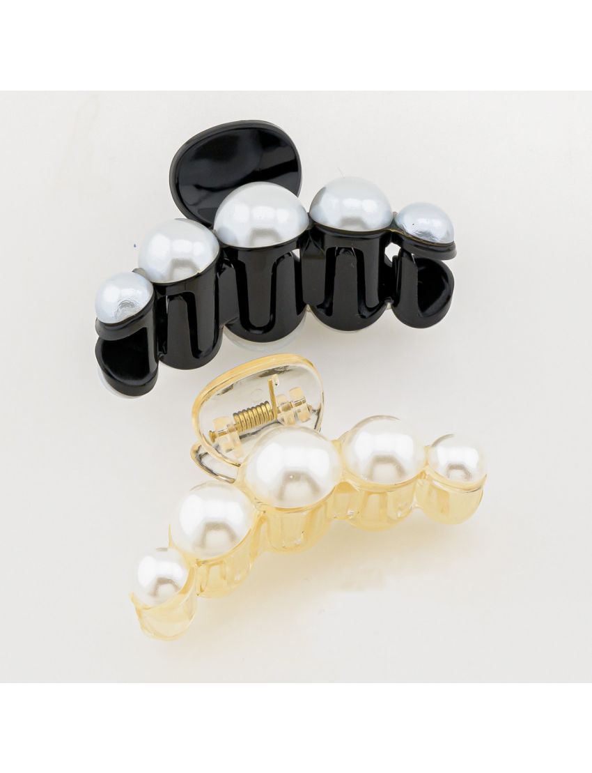 Κλάμερ πλαστικό με πέρλες σε 2 χρώματα