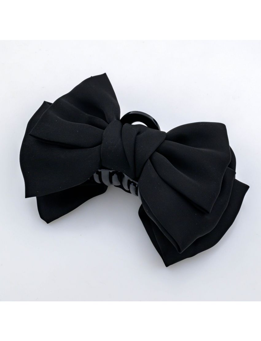 Κομψό μαύρο κλάμερ μαλλιών με υφασμάτινο φιόγκο