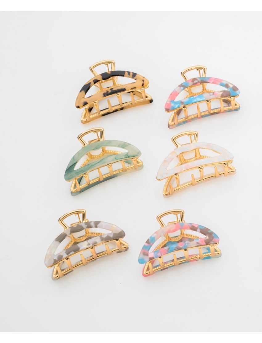 Ημικυκλικά κλάμερ μαλλιών με σχέδια μάρμαρο και σε διάφορα χρώματα