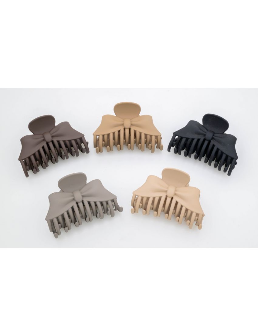 Κλάμερ μαλλιών με φιόγκο και ματ φινίρισμα, σε  γήινες αποχρώσεις