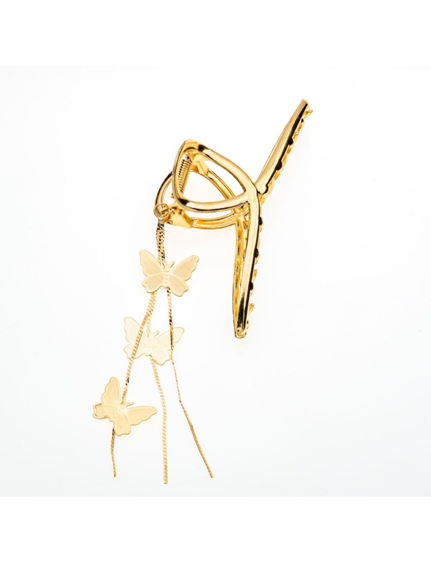 Κλάμερ μεταλλικό με πεταλούδες σε χρυσό και ασημί